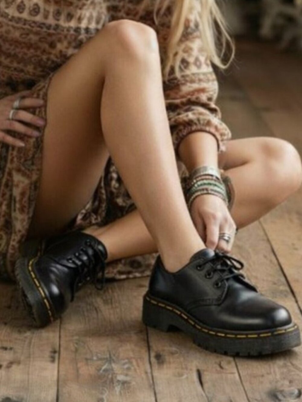 Dr. Martens Bex Low Quarter Oxford Platform Shoes Black Leather Size 6
